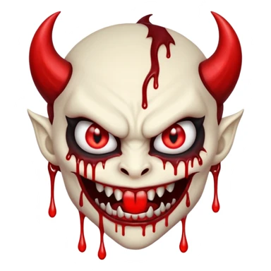 A evil looking devel dripping blood with fangs   sticker