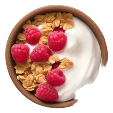 Cartoony Yogurt bowl with raspberries and granola sticker
