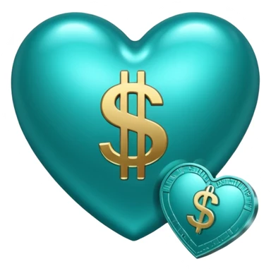 Teal heart with dollar signs sticker