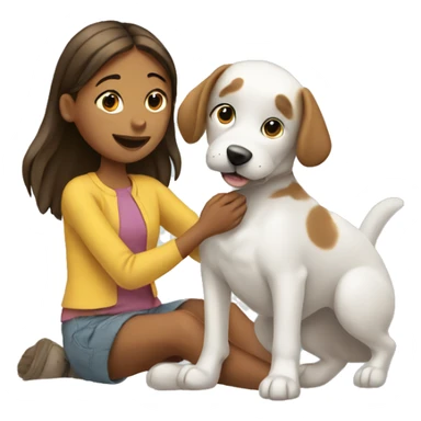 Girl petting dog sticker