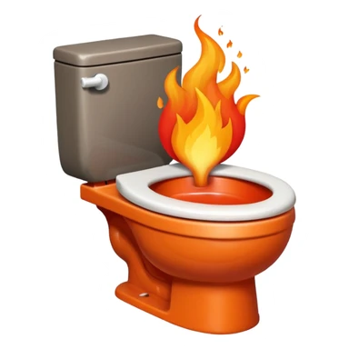 A smiling toilet with fire coming from its bowl sticker