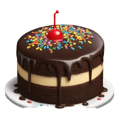 Chocolate cake with chocolate syrup and colored sprinkles sticker