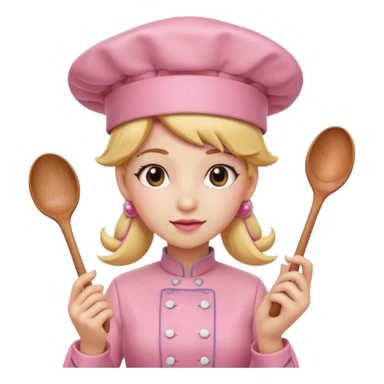 Pink chef hat princess peach with a hand and spoon sticker