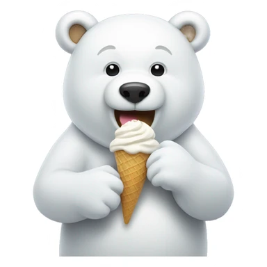 white bear eating ice cream sticker