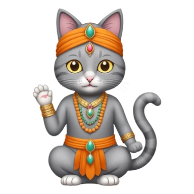grey cat wearing indian clothes sticker