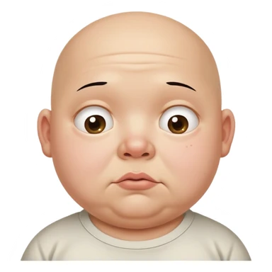 a bald fat lazy looking kid with a triple chin and ugly eyes with eyebags under them and stains on his shirt sticker