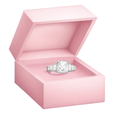 all white diamond ring in light pink box sticker