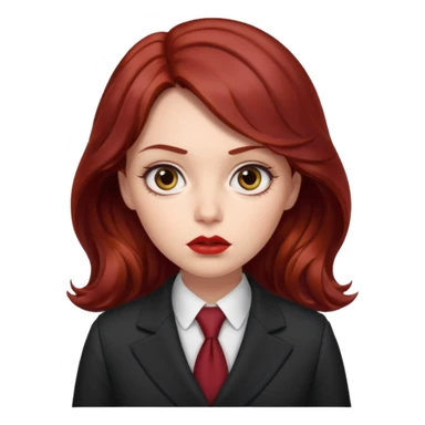 long and wavy dark red haired girl, with thick lips, big eyes and she looks like an attorney but feminine sticker