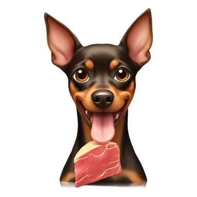 Miniature Pinscher eating beef sticker