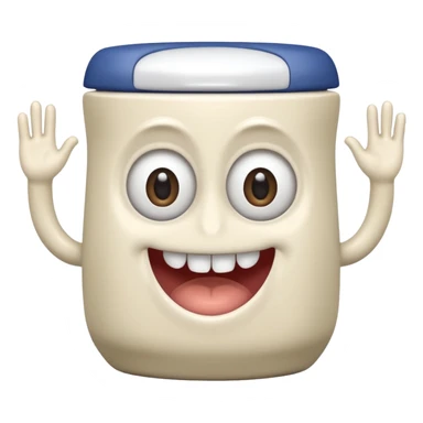 cartoonish toilet creature with a grinning face, big eyes, and hands. sticker