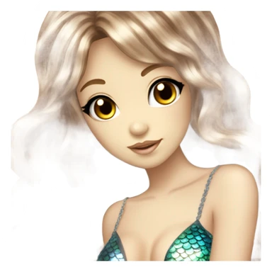 mermaid hime gyaru girl, scales, brown hair sticker