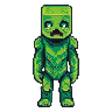 Minecraft Creeper in classic pose in pixel art style sticker