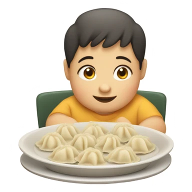 fat kid eating dumplings  sticker