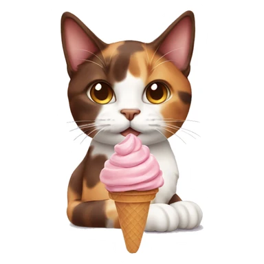 calico cat with chocolate icecream  sticker