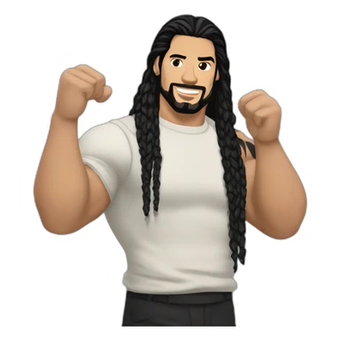 Roman reigns with finger on the top sticker