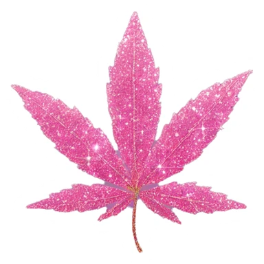 pink sparkly weed leaf  sticker
