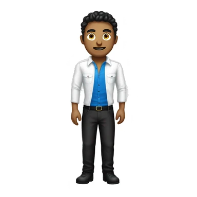 Esqueleto con fuego azul en el ojo con camisa blanca chaquet azul y pantalones negros sticker