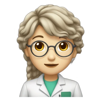 brunnete long hair japanese scientist woman saying thank you sticker