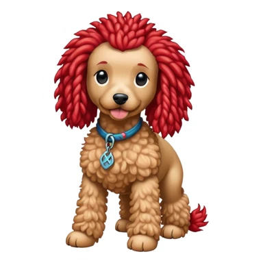 Poodle with red dreads sticker