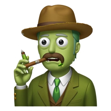 Pickle Rick smoking a cigar sticker