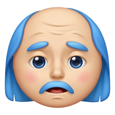 fart emoji with blue face, wind lines, embarrassed expression sticker