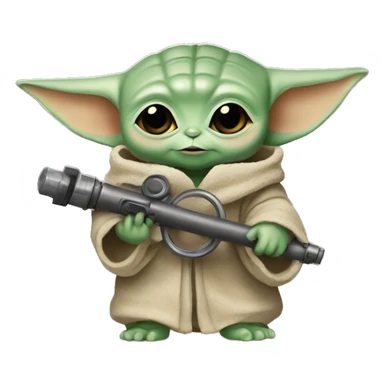  baby yoda holding a gear sticker