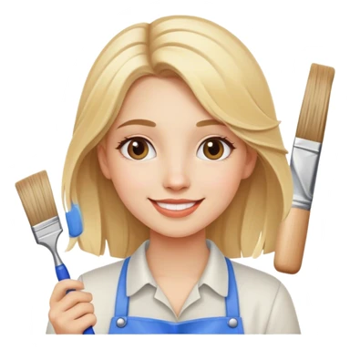 happy and very smart painter girl with blonde hair sticker
