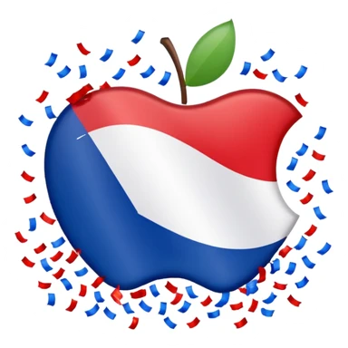 French flag with celebration confetti, apple style emoji sticker