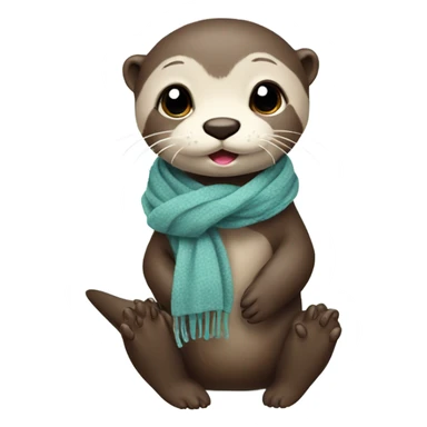 Cute baby otter. Wearing scarf. Full body.  sticker