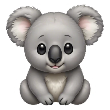 Cinematic Cute Koala Portrait Emoji, Head tilted playfully and inquisitively, featuring a fluffy grey fur with perky, rounded ears and a charming black nose, round, sparkling eyes filled with gentle curiosity, Simplified yet irresistibly adorable features, highly detailed, glowing with a warm, friendly glow, high shine, affectionate and cuddly, stylized with a touch of eucalyptus whimsy, bright and endearing, soft glowing outline, capturing the essence of a mischievous yet loving koala, so playful it feels like it could snuggle out of the screen into your arms! sticker