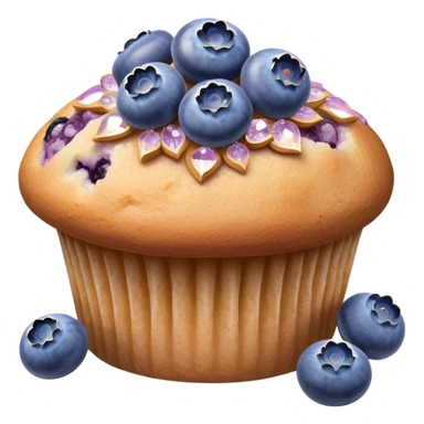 Lavender flower sprigs on a muffin with blueberries and sugar crystals without frosting  sticker