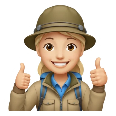 person with thumb up and hiking hat sticker
