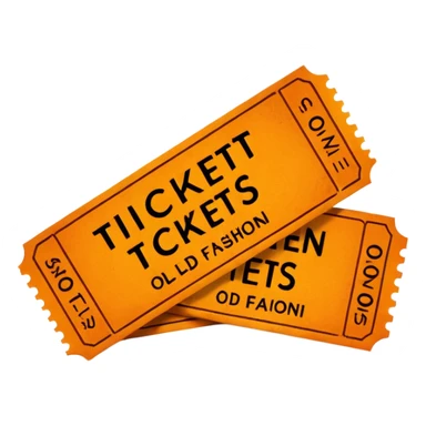 Two orange old fashion movie tickets sticker