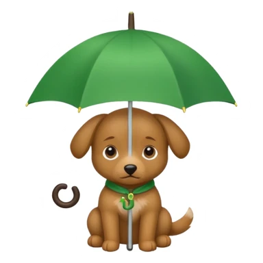 baby dog hold small green umbrella sticker