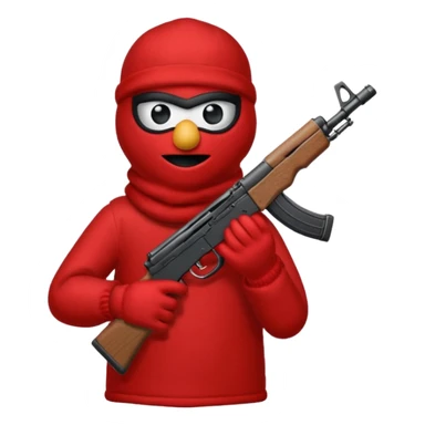 elmo with an AK47 and an bivakmuts sticker
