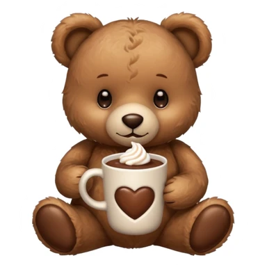 Teddy bear holding cup of hot chocolate  sticker