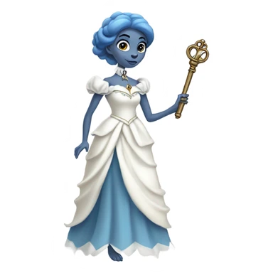elf blue woman login holding a big key in white victorian dress, full body sticker