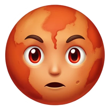 Mars planet with red surface and a hot sweating face with flushed cheeks sticker