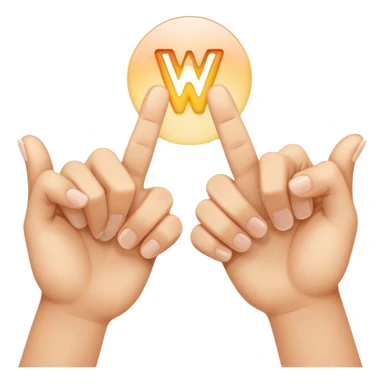 two hands with index fingertips touching, thumbs straight to form a W sticker