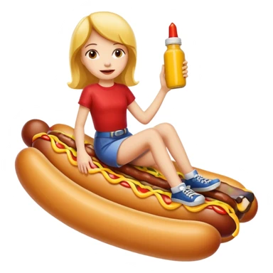 Girl riding a hotdog sticker