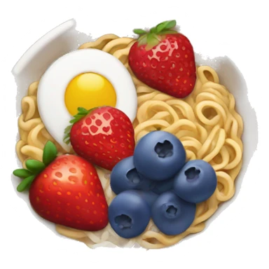 something with blueberries , strawberries , cherries and ramen sticker