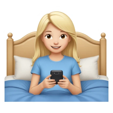 girl texting on bed sticker