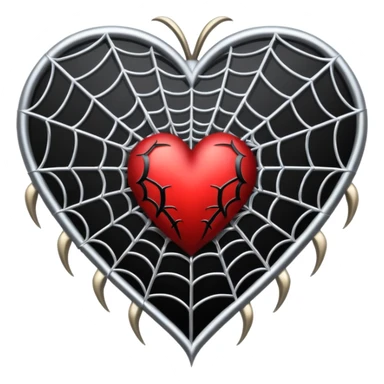 gothic style heart, black with silver spiderweb sticker