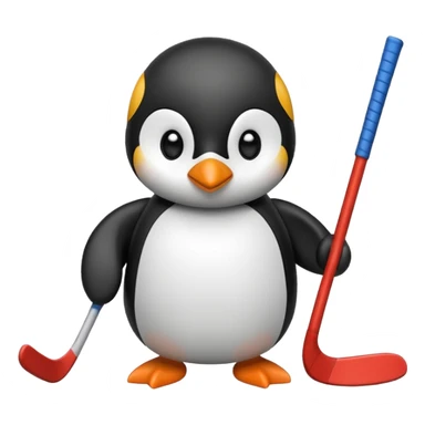 penguin playing hockey sticker