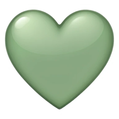 sage green heart with transparent bg without highlights, more thin and narrow, basically like this 🩷 shape sticker