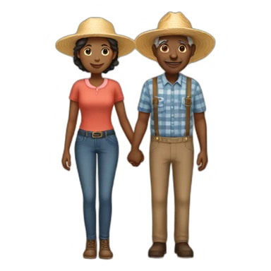 young female and old black farmer holding hands sticker