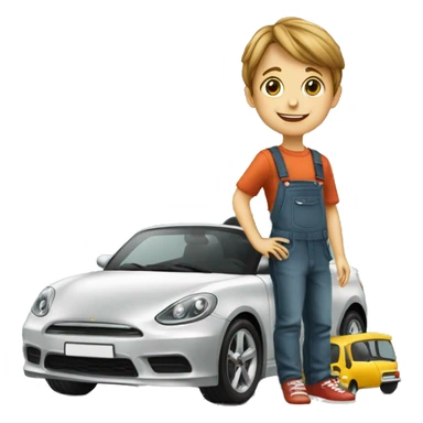 Enfant de 5ans avec une voiture luxe sticker