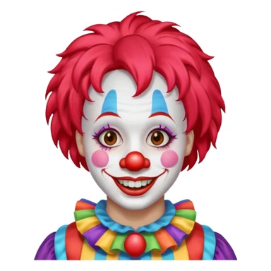 Clown – Bright makeup, red nose, colorful wig, exaggerated smile, full body sticker