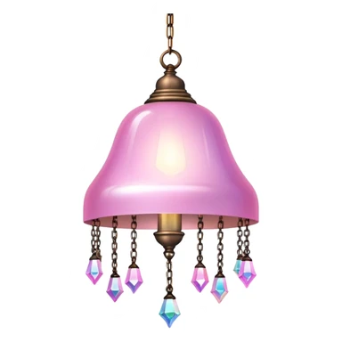 PInk iridescent Bell with chained hanging crystals LAMP sticker