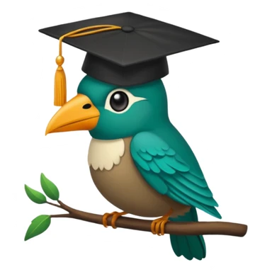 Un colibri con birrete de graduación y que el colibrí sea turquesa oscuro, que este se vea bastante realista  sticker